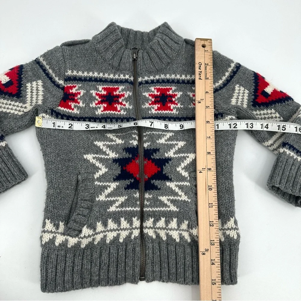 Baby Gap Cardigan Sweater Toddler Boys 2 Full Zip Wool Blend Southwest Gray Knit